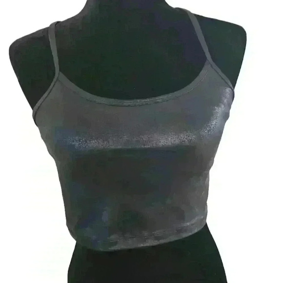 Aerie Womens Stretch Extensible Medium Support Black Crackle Faux Leather M - Picture 1 of 12